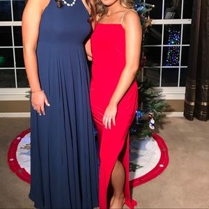 RED MAXI DRESS W SLIT